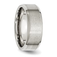 Chisel Stainless Steel Polished with Brushed Center 8mm Flat Beveled Edge Band view 4