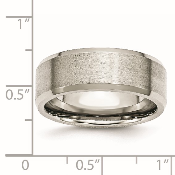 Chisel Stainless Steel Polished with Brushed Center 8mm Flat Beveled Edge Band