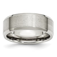 Chisel Stainless Steel Polished with Brushed Center 8mm Flat Beveled Edge Band view 1