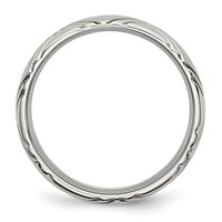 Stainless Steel Brushed and Polished Criss Cross Design 6mm Band view 2