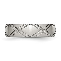 Stainless Steel Brushed and Polished Criss Cross Design 6mm Band view 3