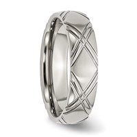 Stainless Steel Brushed and Polished Criss Cross Design 6mm Band view 4