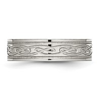 Chisel Stainless Steel Brushed Celtic Laser Etched 6mm Flat Band view 3