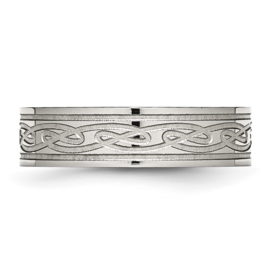 Chisel Stainless Steel Brushed Celtic Laser Etched 6mm Flat Band