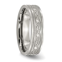 Chisel Stainless Steel Brushed Celtic Laser Etched 6mm Flat Band view 4