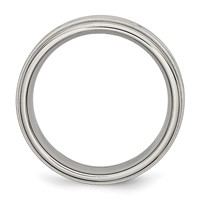 Chisel Stainless Steel Brushed and Polished Criss-cross Design 7mm Ridged Edge Band view 2