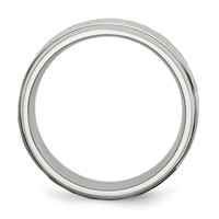 Chisel Stainless Steel Brushed Polished and Hammered 8mm Beveled Edge Band view 2