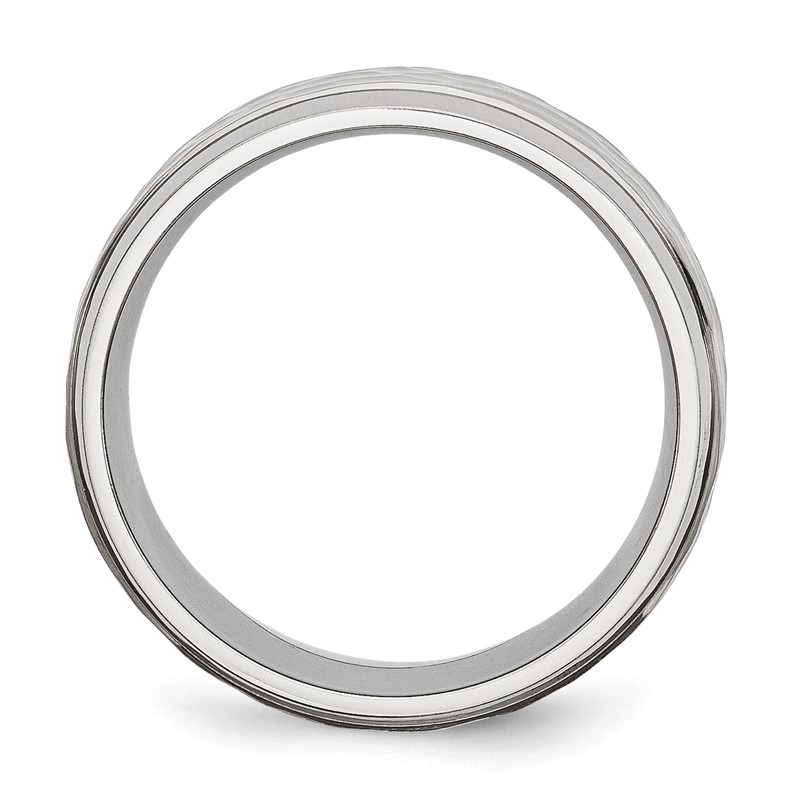 Chisel Stainless Steel Brushed Polished and Hammered 8mm Beveled Edge Band