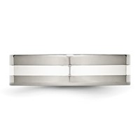 Stainless Steel Band with Sterling Silver Inlay Polished 6mm Flat view 3