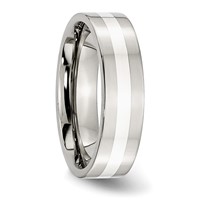 Stainless Steel Band with Sterling Silver Inlay Polished 6mm Flat view 4