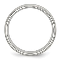 Chisel Stainless Steel Sterling Silver Inlay Brushed and Polished 8mm Ridged Edge Band view 2