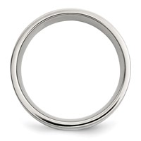 Chisel Stainless Steel Band with Sterling Silver Inlay Polished 8mm Flat view 2
