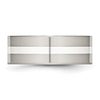 Chisel Stainless Steel Band with Sterling Silver Inlay Polished 8mm Flat view 3