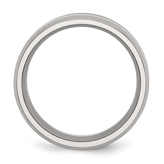 Chisel Stainless Steel Polished Black Enamel 8mm Beveled Edge Band