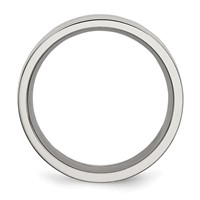 Chisel Stainless Steel Polished Band with Black Carbon Fiber Inlay 8mm Flat view 2