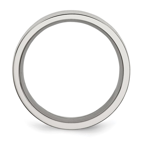 Chisel Stainless Steel Polished with Black Carbon Fiber Inlay 8mm Flat Band