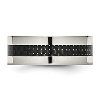 Chisel Stainless Steel Polished Band with Black Carbon Fiber Inlay 8mm Flat view 3