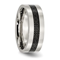Chisel Stainless Steel Polished Band with Black Carbon Fiber Inlay 8mm Flat view 4
