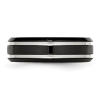 Chisel Stainless Steel Polished Black IP-plated 7mm Grooved Band view 3