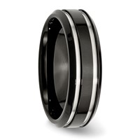 Chisel Stainless Steel Polished Black IP-plated 7mm Grooved Band view 4