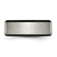Chisel Stainless Steel Polished Black IP-plated Band with Brushed Center 8mm Beveled Edge view 3