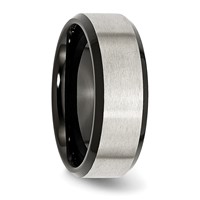 Chisel Stainless Steel Polished Black IP-plated Band with Brushed Center 8mm Beveled Edge view 4