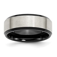 Chisel Stainless Steel Polished Black IP-plated Band with Brushed Center 8mm Beveled Edge view 1