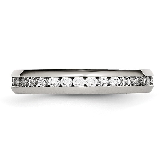 Stainless Steel 4mm Birthstone CZ Ring                                           