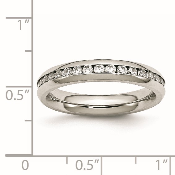 Stainless Steel 4mm Birthstone CZ Ring                                           