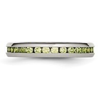 Chisel Stainless Steel Polished 4mm August Light Green CZ Ring view 3