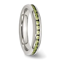 Chisel Stainless Steel Polished 4mm August Light Green CZ Ring view 4