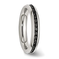 Chisel Stainless Steel Polished 4mm Black CZ Ring view 4