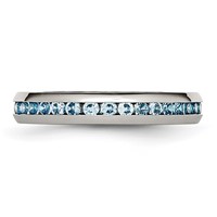 Chisel Stainless Steel Polished 4mm December Teal CZ Ring view 3