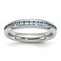 Chisel Stainless Steel Polished 4mm December Teal CZ Ring view 1