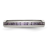 Chisel Stainless Steel Polished 4mm February Purple CZ Ring view 3