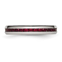Chisel Stainless Steel Polished 4mm January Dark Red CZ Ring view 3
