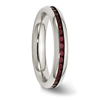 Chisel Stainless Steel Polished 4mm January Dark Red CZ Ring view 4