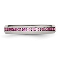 Chisel Stainless Steel Polished 4mm July Dark Pink CZ Ring view 3