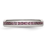 Chisel Stainless Steel Polished 4mm June Pink CZ Ring view 3