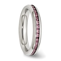 Chisel Stainless Steel Polished 4mm June Pink CZ Ring view 4