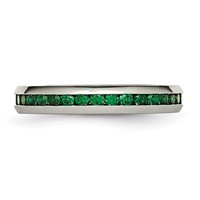 Chisel Stainless Steel Polished 4mm May Dark Green CZ Ring view 3