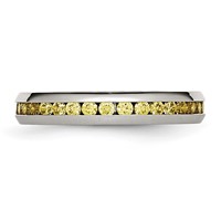 Chisel Stainless Steel Polished 4mm November Yellow CZ Ring view 3