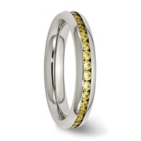 Chisel Stainless Steel Polished 4mm November Yellow CZ Ring view 4