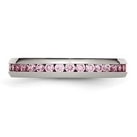 Chisel Stainless Steel Polished 4mm October Pink CZ Ring view 3