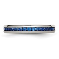 Chisel Stainless Steel Polished 4mm September Blue CZ Ring view 3