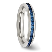 Chisel Stainless Steel Polished 4mm September Blue CZ Ring view 4