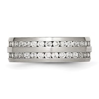 Chisel Stainless Steel Brushed Band with Double Row CZ 7mm view 3