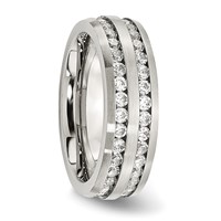 Chisel Stainless Steel Brushed Band with Double Row CZ 7mm view 4