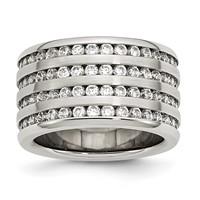 Stainless Steel Multirow 13mm CZ Ring view 1