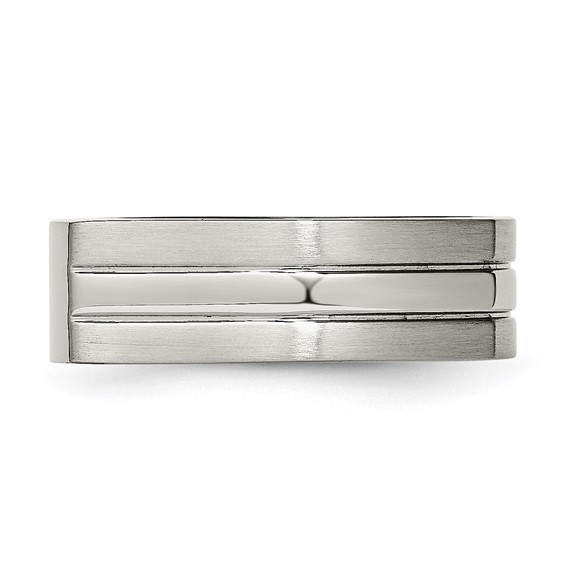 Chisel Stainless Steel Brushed and Polished Signet Ring